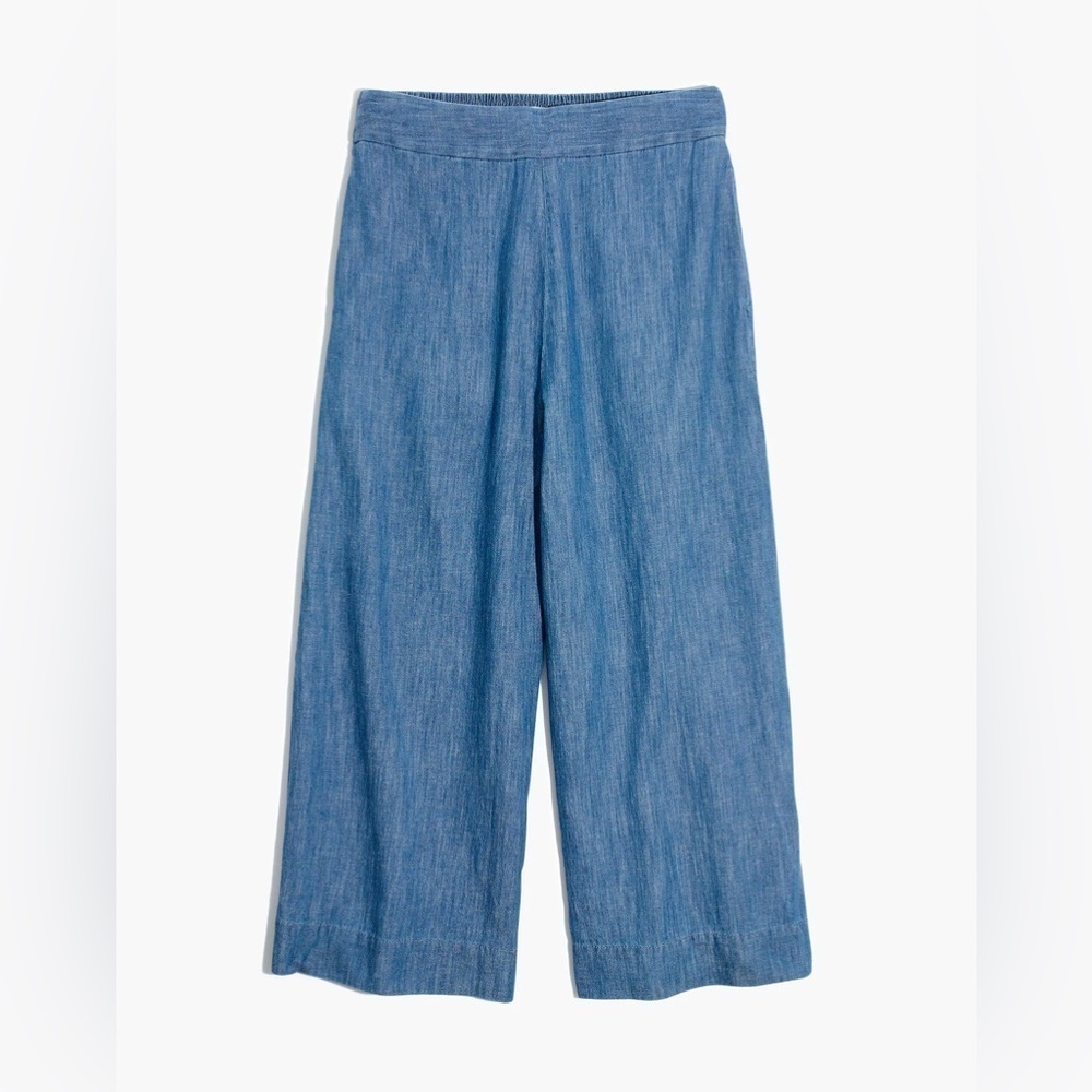 Madewell Tall Chambray Huston Pull-On Crop Pants Small Tall Linen Blend B36